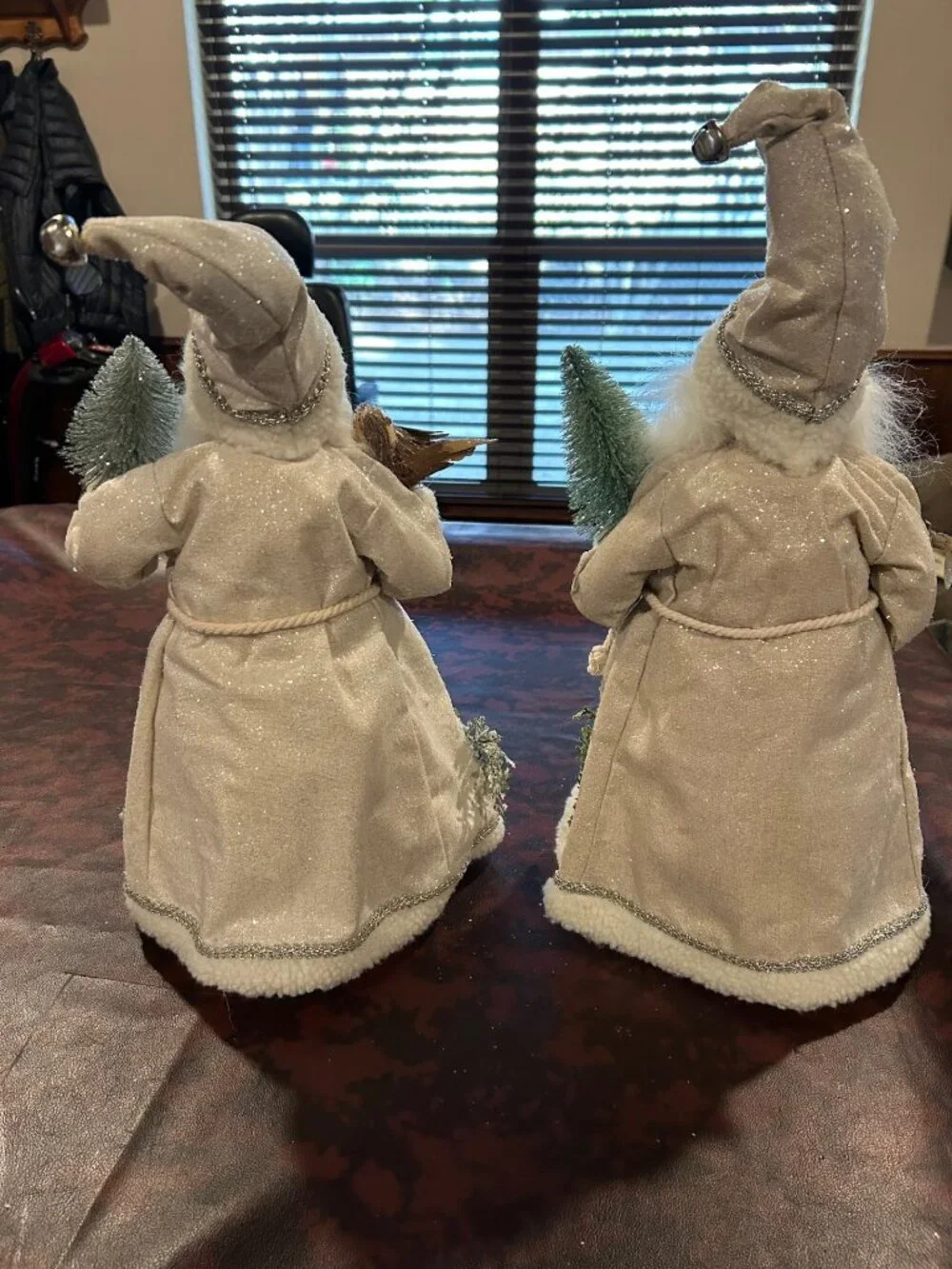 Two Christmas Santa Claus Tall Figures